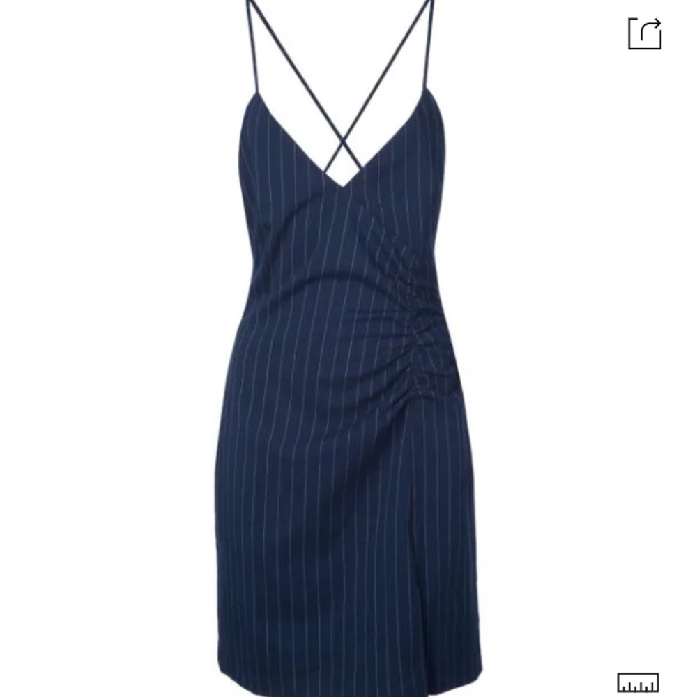 Callipygian Thigh High Navy Pinstripe Dress NWOT